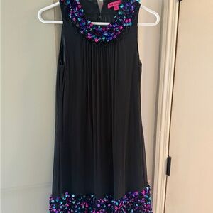 Betsey Johnson Black Dress with Purple Accents